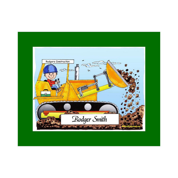Printed Perfection Personalized Bulldozer Operator Male Cartoon